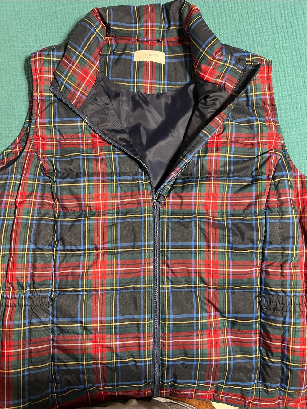 Talbots Tartan Plaid Down Fill Puffer Vest 2x